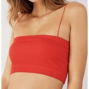 New! Urban Outfitters Out From Under Red Ribbed Strappy Crop Tank Top Medium M